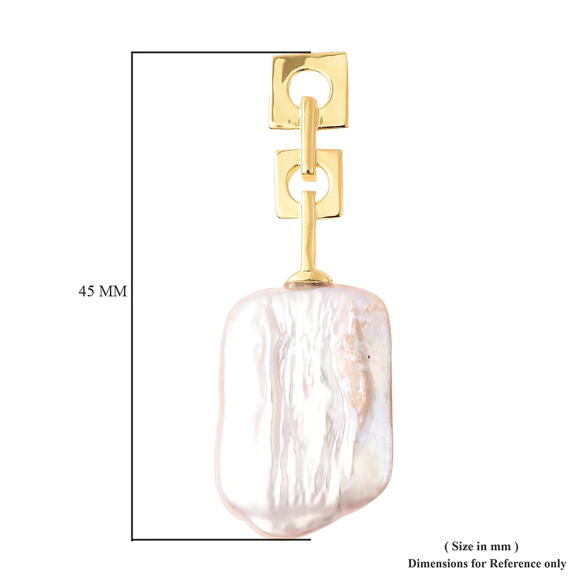 Baroque Pearl Drop Earrings (with Push Back) in Yellow Gold Overlay Sterling Silver