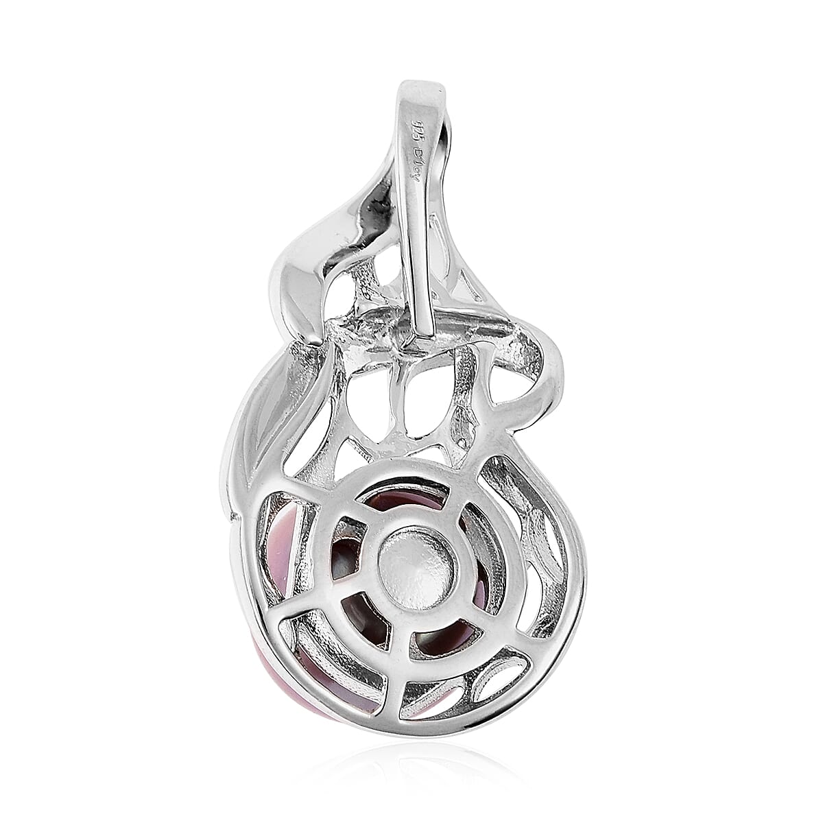 Purple Edison Pearl Pendant in Rhodium Overlay Sterling Silver