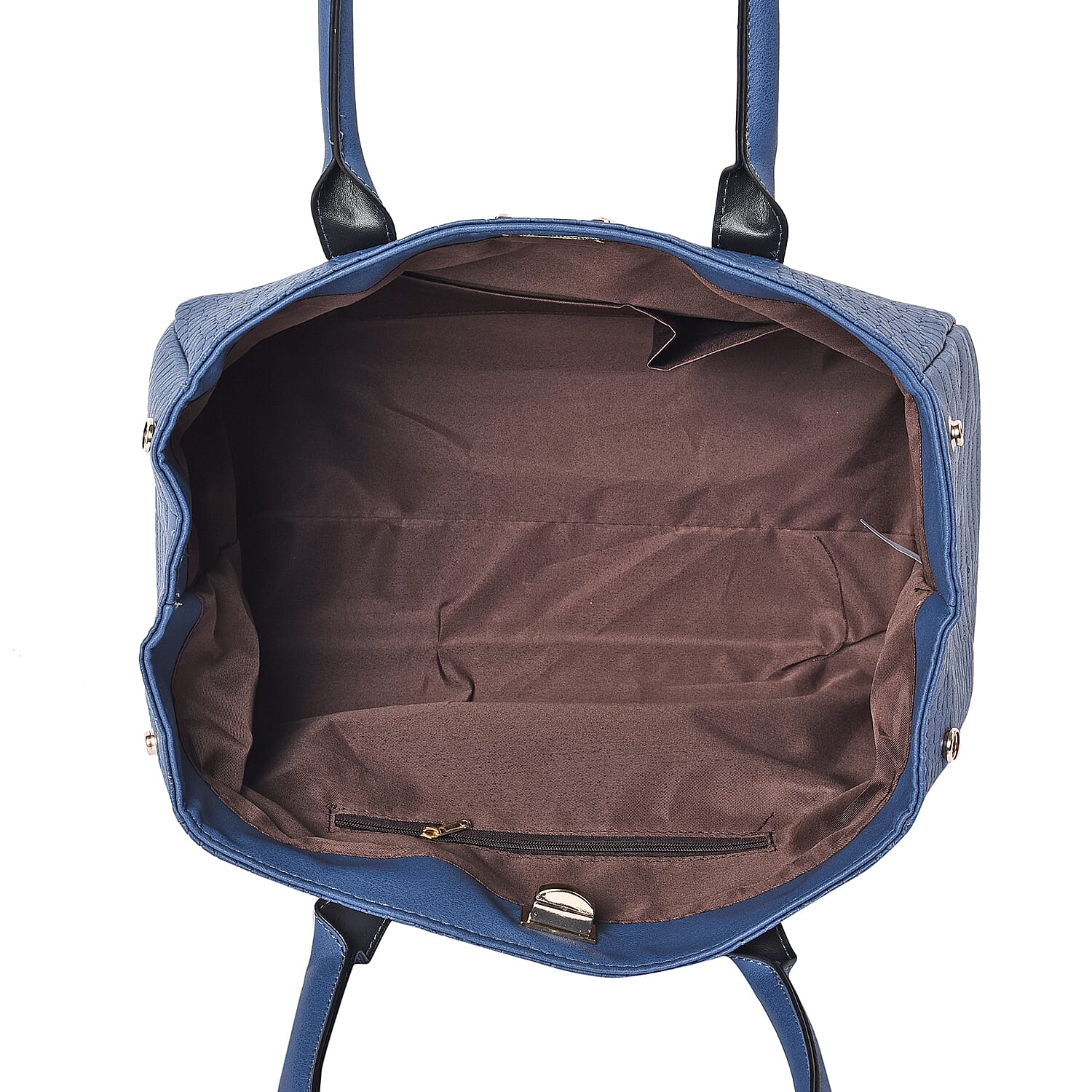 Set of 3 - Crocodile Skin Pattern Tote Bag (34x26x13.5cm), Satchel Bag with Detachable Shoulder Strap (30x21x13cm) and Crossbody Bag with Metallic Chain Strap (24x16cm) - Black