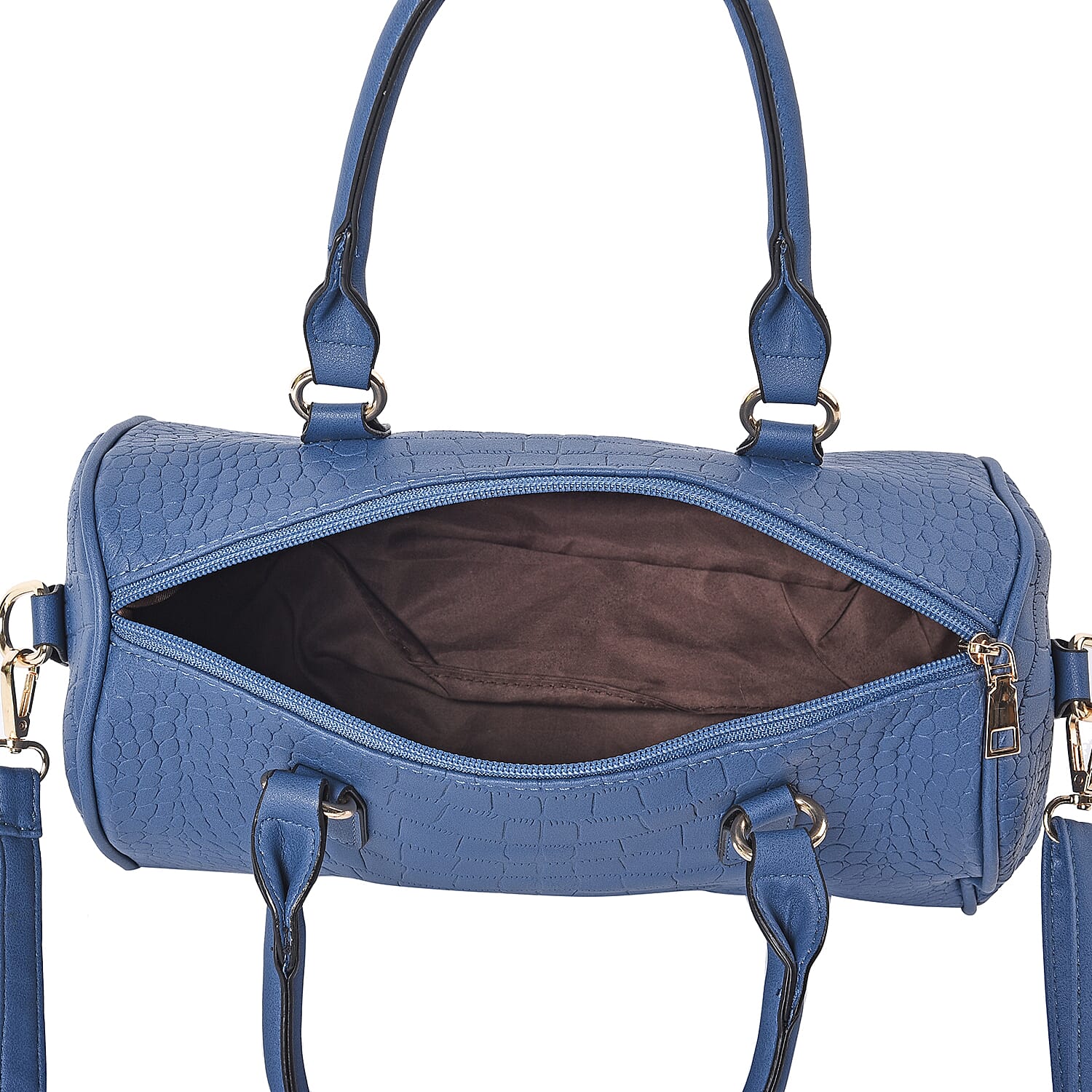 Set of 3 - Crocodile Skin Pattern Tote Bag (34x26x13.5cm), Satchel Bag with Detachable Shoulder Strap (30x21x13cm) and Crossbody Bag with Metallic Chain Strap (24x16cm) - Black