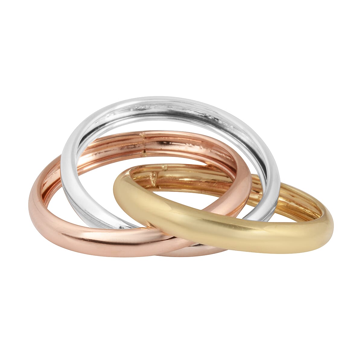 Vicenza Collection 9K Yellow, Rose and White Gold Trinity Band Ring
