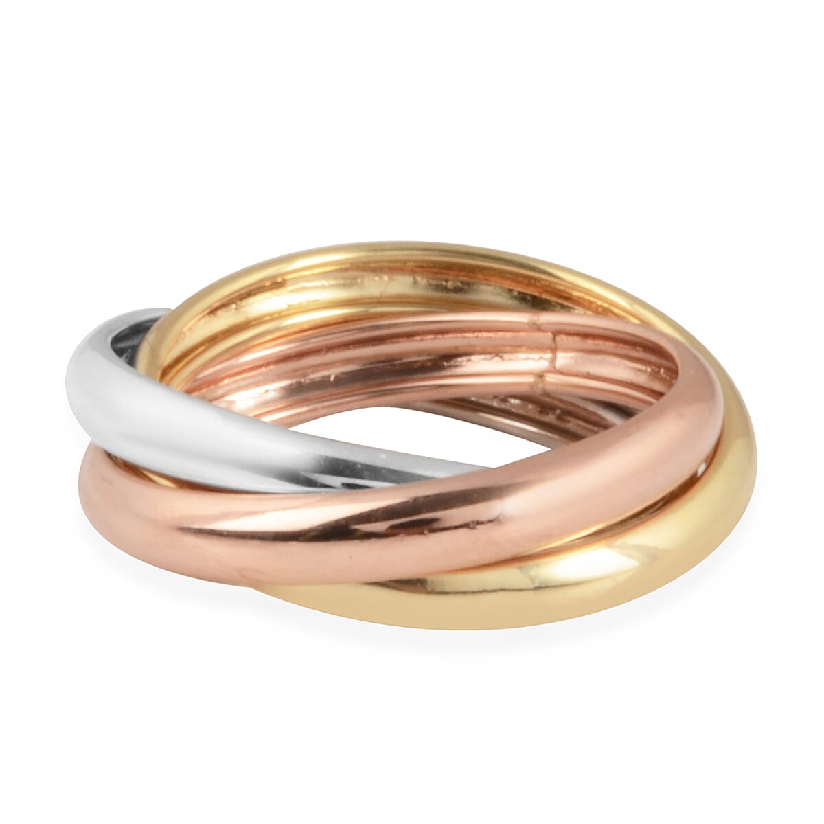 Vicenza Collection 9K Yellow, Rose and White Gold Trinity Band Ring