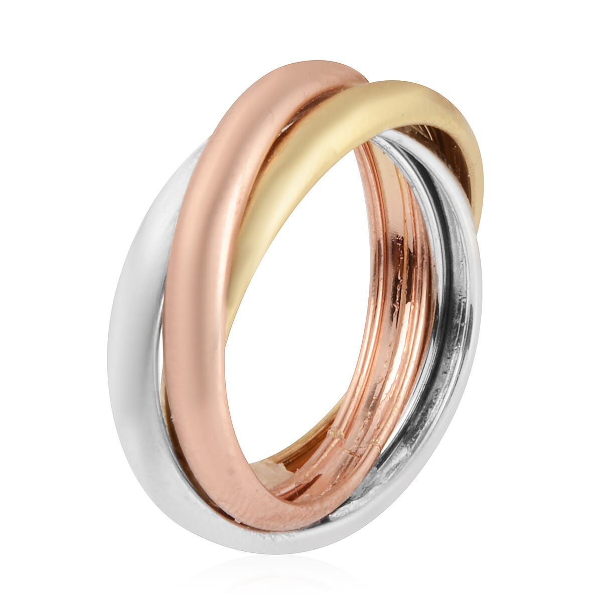 Vicenza Collection 9K Yellow, Rose and White Gold Trinity Band Ring