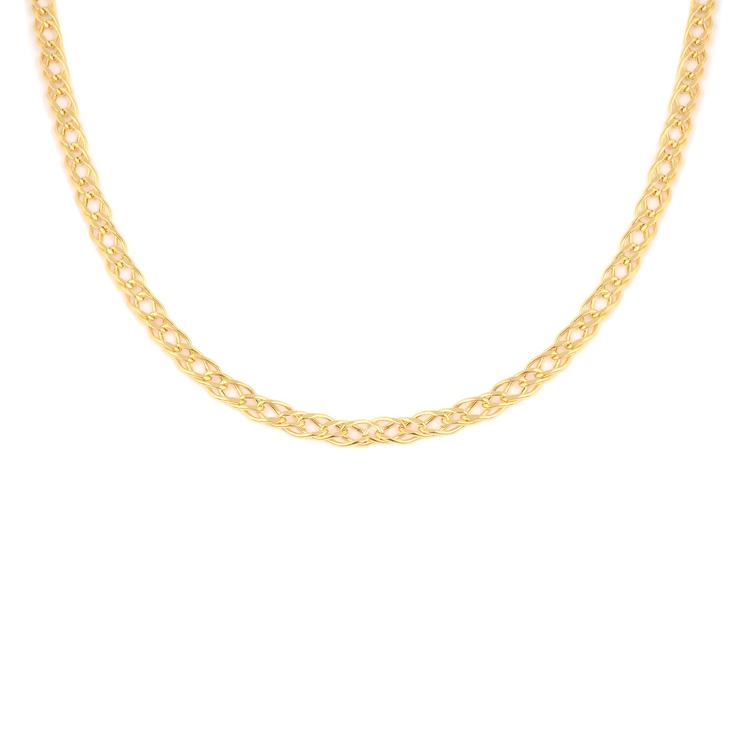 Italian Made - 9K Yellow Gold Fancy Double  Curb Necklace (Size 18), Gold wt 6.24 Gms