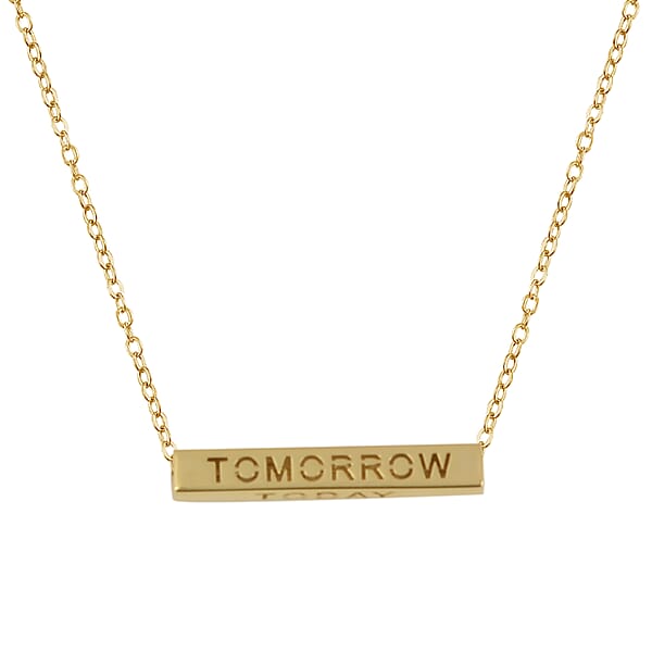 Italian Made - 9K Yellow Gold Yesterday, Today, Tomorrow & Forever Bar ...