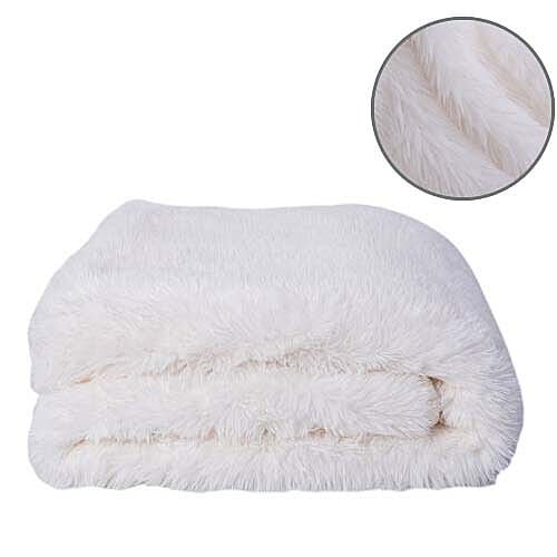 Supersoft High Quality Faux Fur Sherpa Blanket (150x200cm) - White