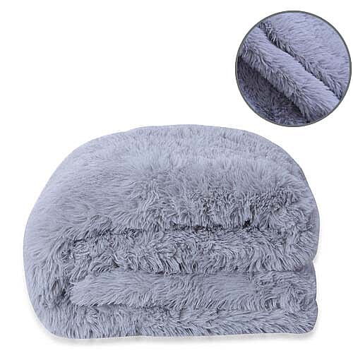 Supersoft High Quality Fuax Fur Sherpa Blanket (150x200cm) - Grey