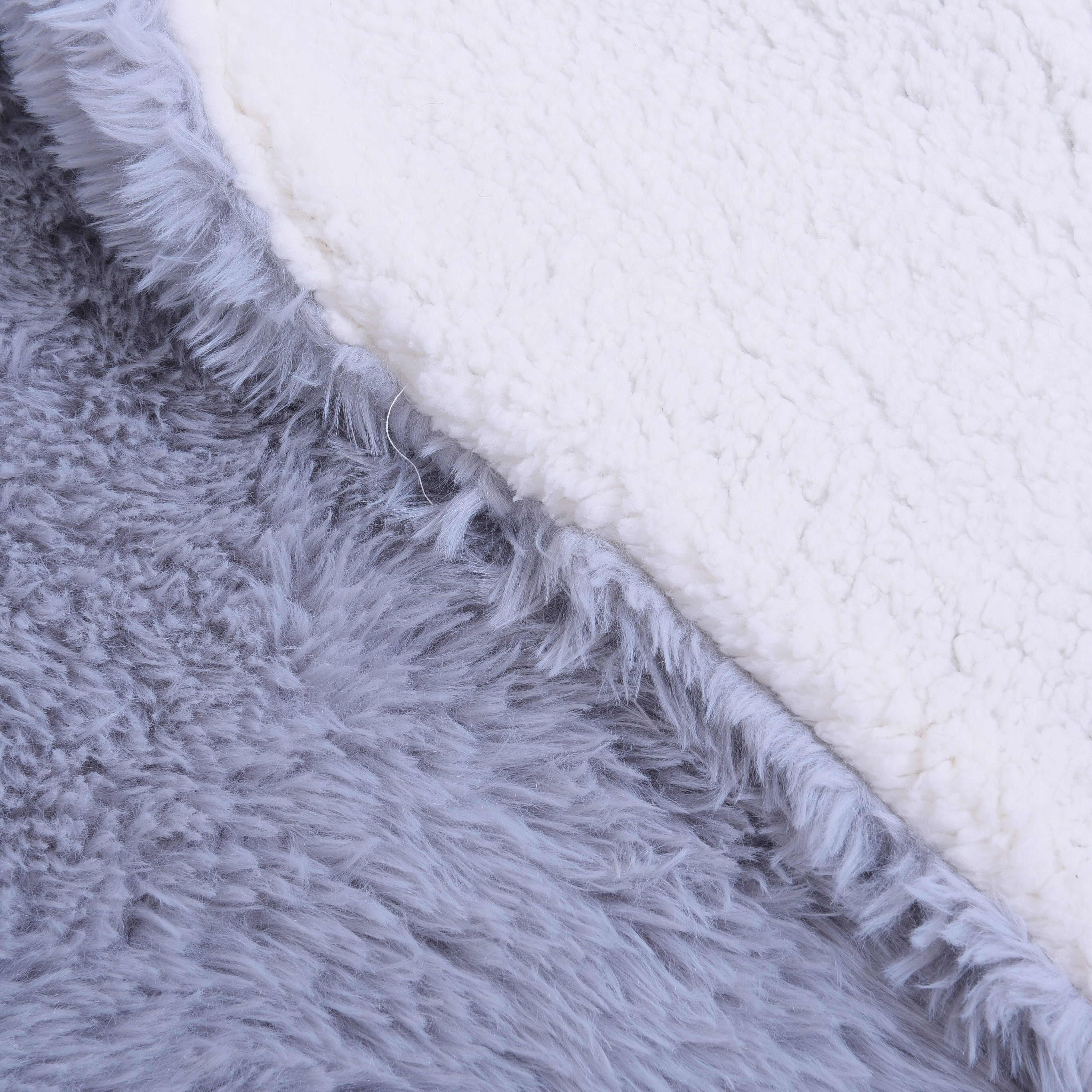 Supersoft High Quality Fuax Fur Sherpa Blanket (150x200cm) - Grey