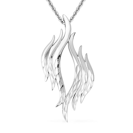 LucyQ Flame Collection Drop Pendant with Chain 20 Inch in Rhodium Plated Sterling Silver