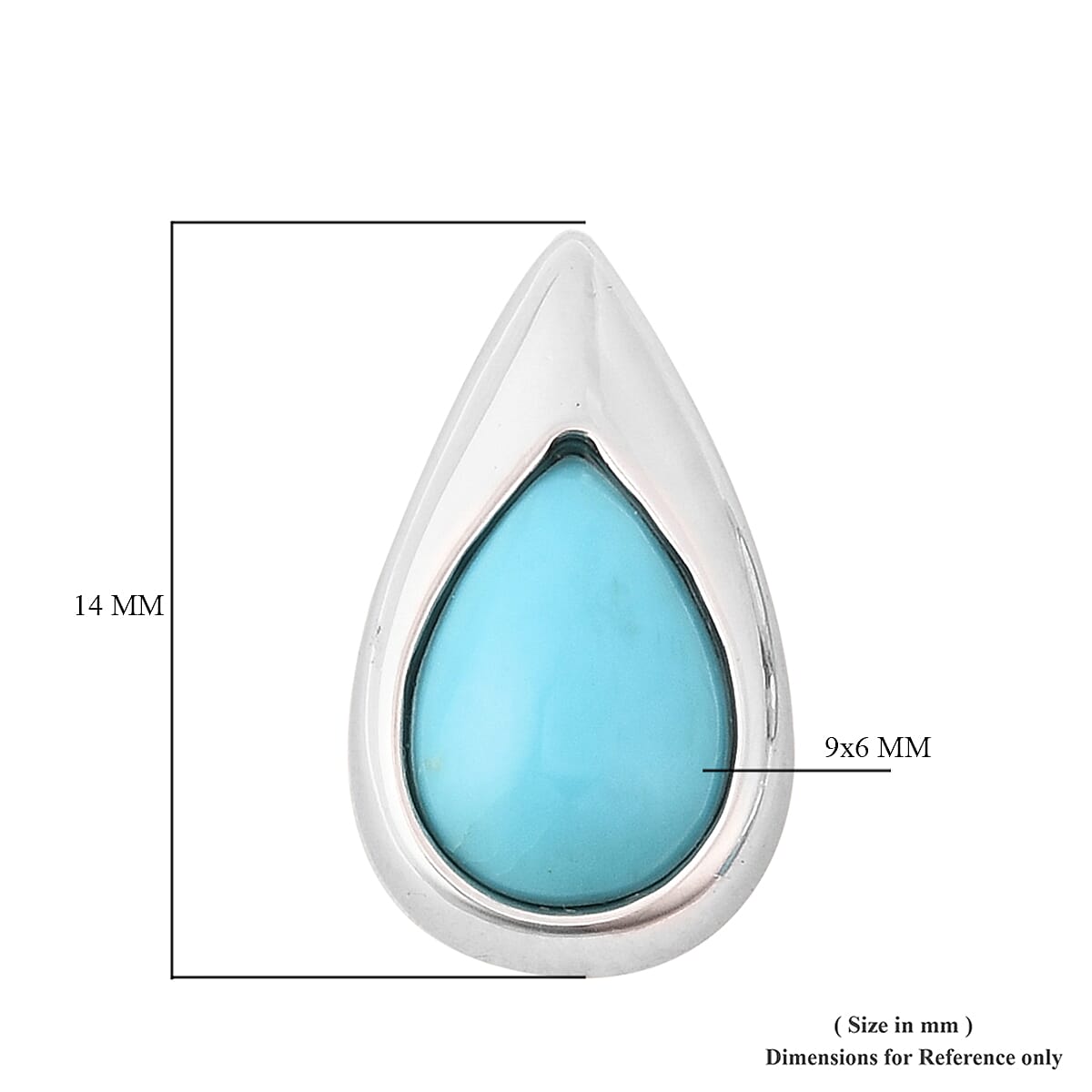 LucyQ AAA Arizona Sleeping Beauty Turquoise Drop Stud Earrings (with Push Back) in Rhodium Overlay Sterling Silver 2.06 Ct.