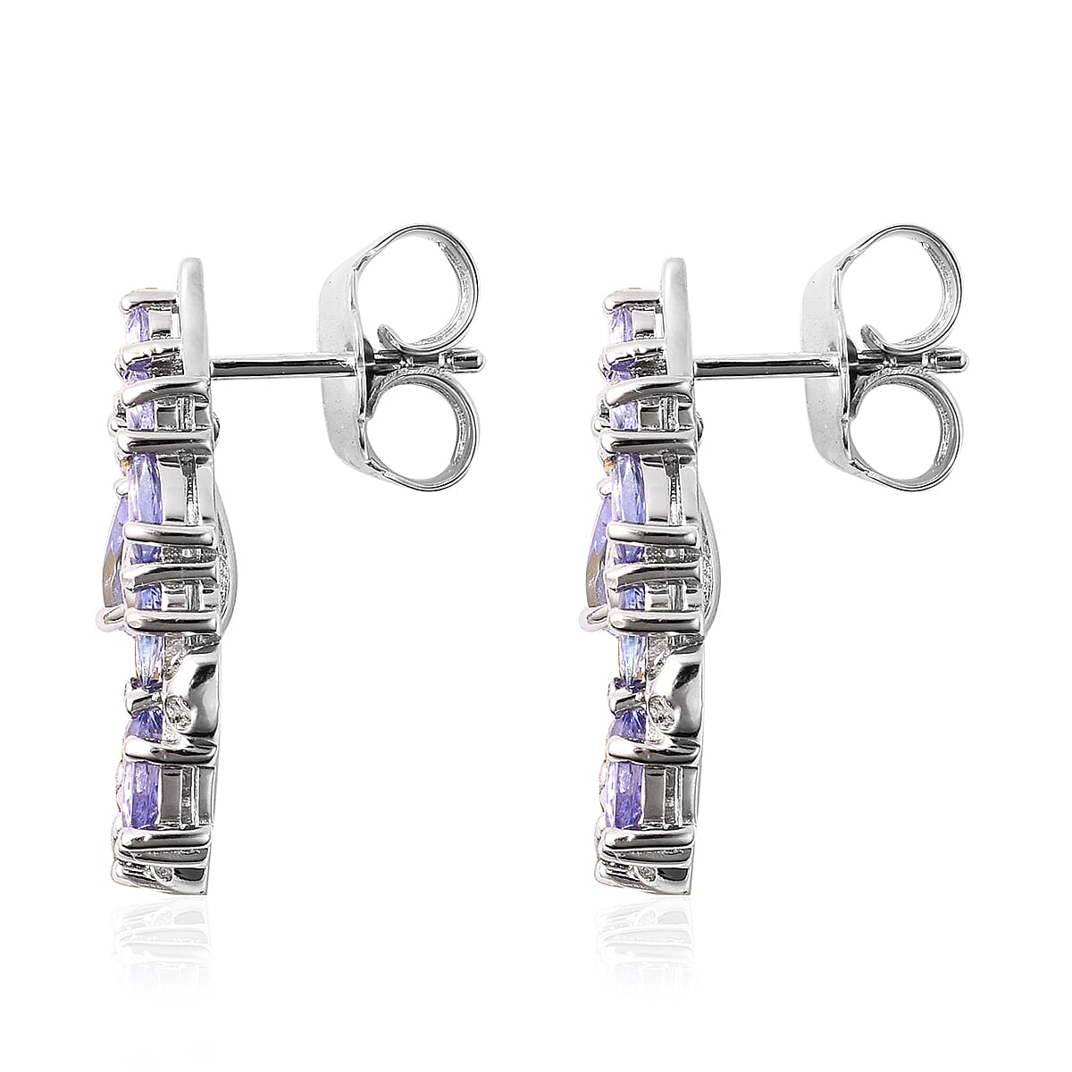 RACHEL GALLEY Misto Collection - Tanzanite Lattice Earrings (with Push Back) in Rhodium Overlay Sterling Silver 1.68 Ct.