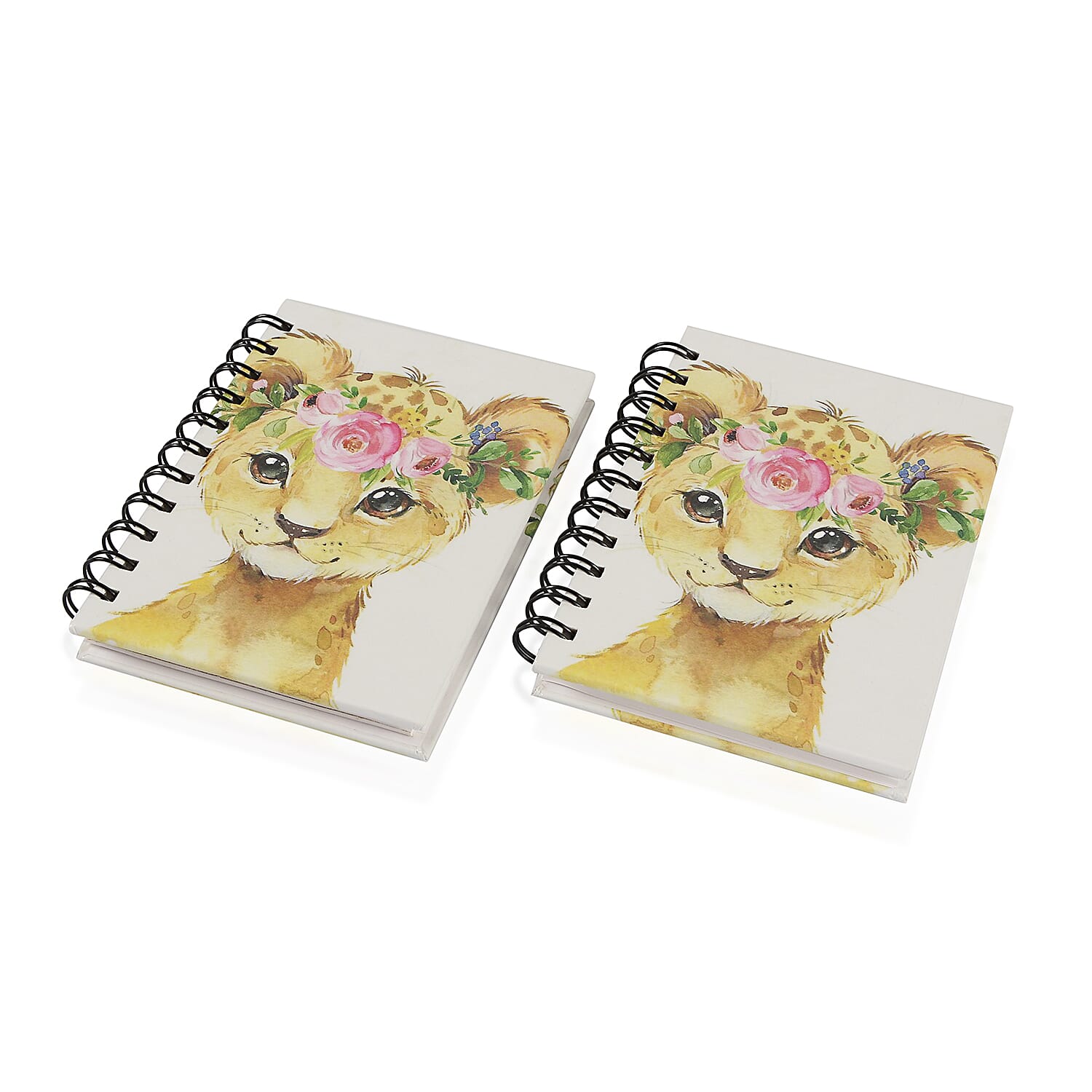 Set of 2 - Glossy Cat Cover Spiral Notebook (Size 15x10.5 cm) - 120 Pages