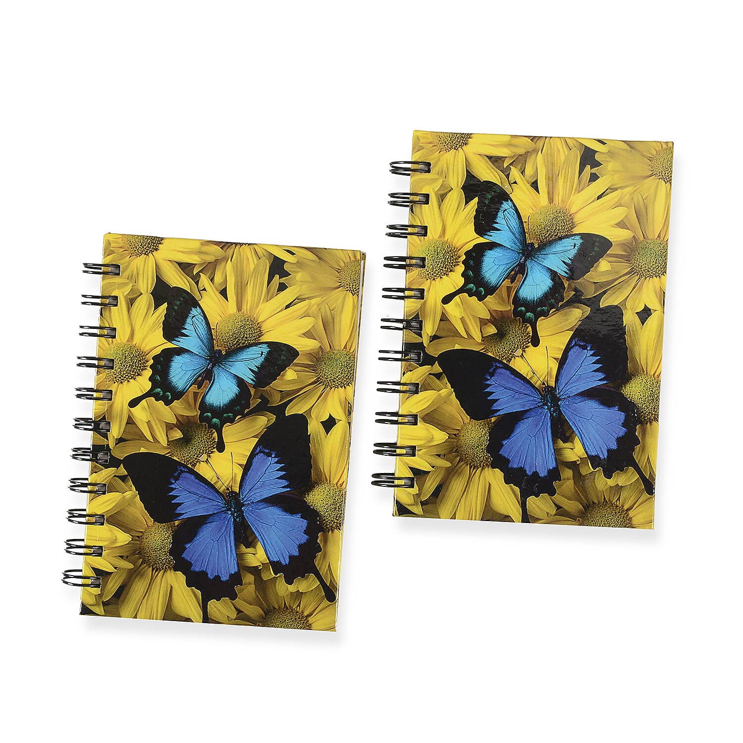 Set of 2 - Glossy Butterfly Cover Spiral Notebook (Size 15x10.5 cm) - 120 Pages