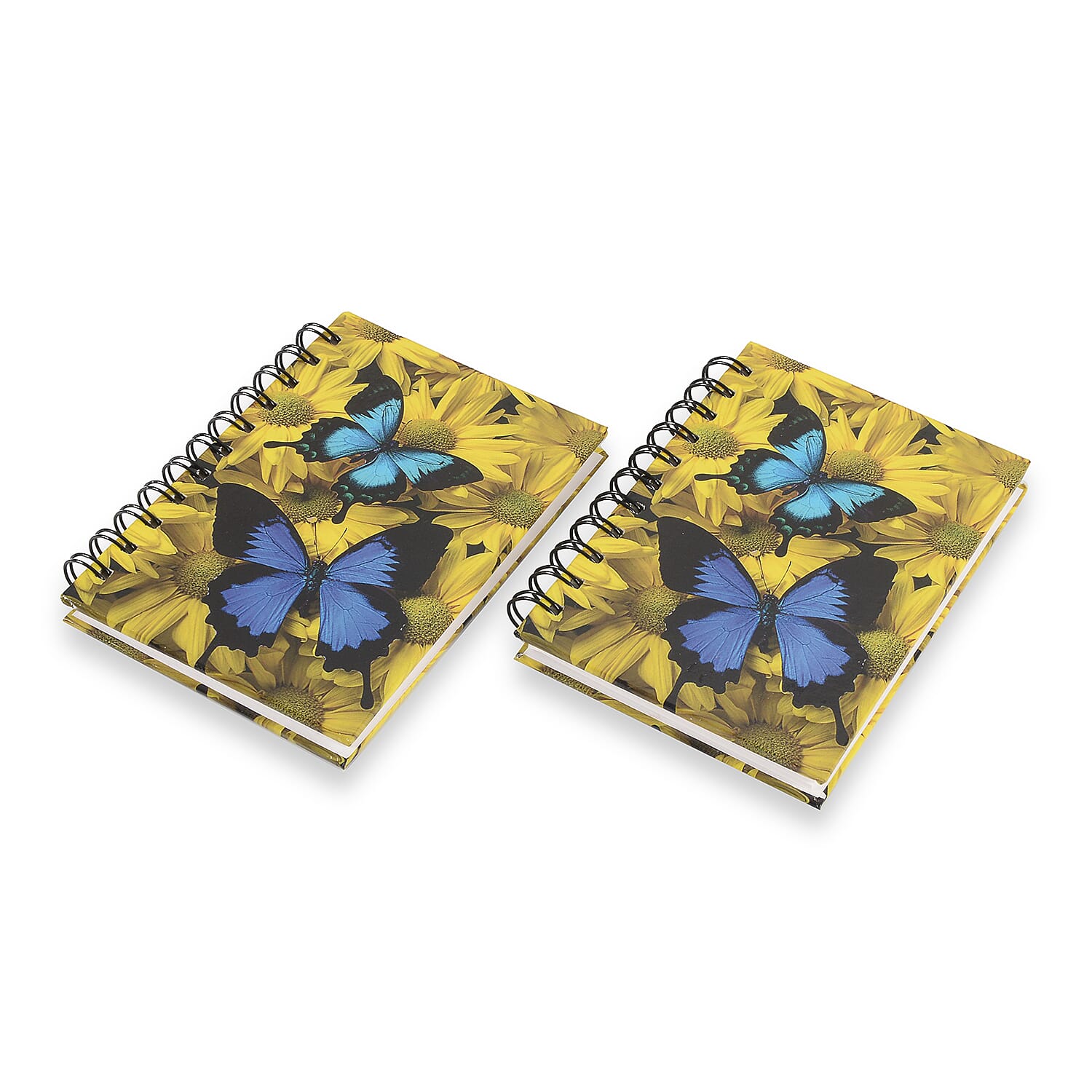 Set of 2 - Glossy Butterfly Cover Spiral Notebook (Size 15x10.5 cm) - 120 Pages