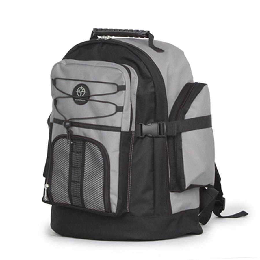 High Quality Backpack (Size 43x29x16cm) with Adjustable Padded Shoulder Strap, Side Mesh Pocket and Zipped Pouches - Black