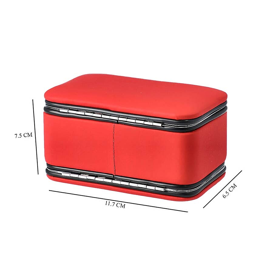 2 in 1 - Six Piece Manicure Set and Travel Jewellery Organiser with Inside Mirror (Size 11.7x7.5x6.5cm) - Red