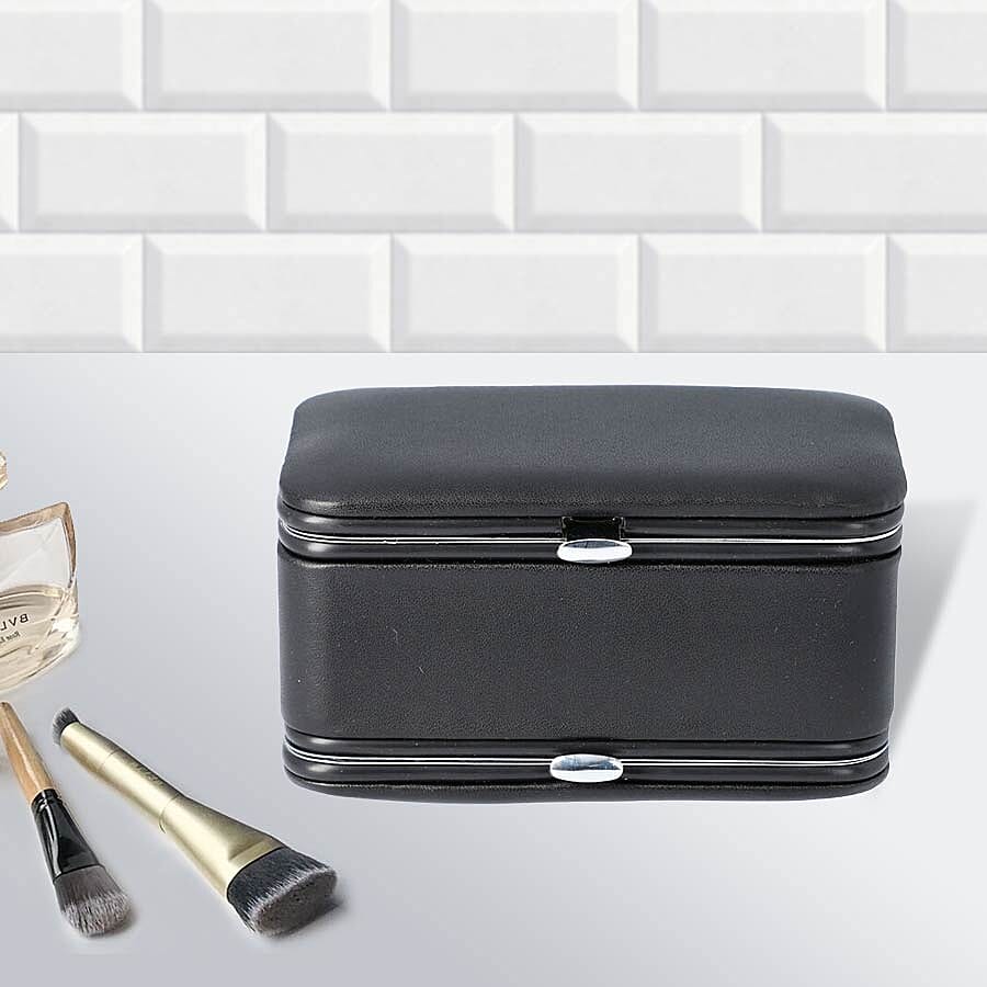 2 in 1 - Six Piece Manicure Set and Travel Jewellery Organiser with Inside Mirror (Size 11.7x7.5x6.5cm) - Black