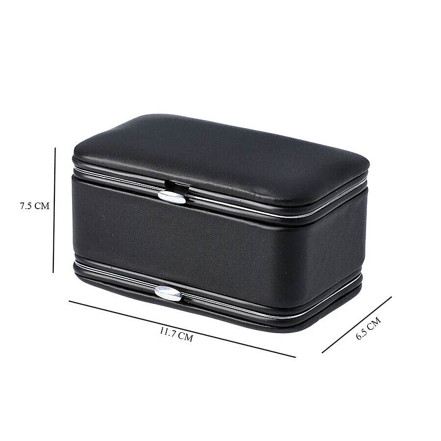 2 in 1 - Six Piece Manicure Set and Travel Jewellery Organiser with Inside Mirror (Size 11.7x7.5x6.5cm) - Black