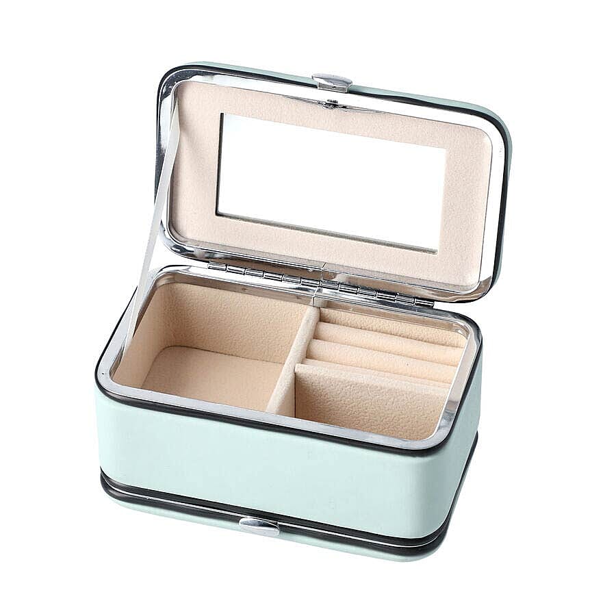 2 in 1 - Six Piece Manicure Set and Travel Jewellery Organiser with Inside Mirror (Size 11.7x7.5x6.5cm) - Blue