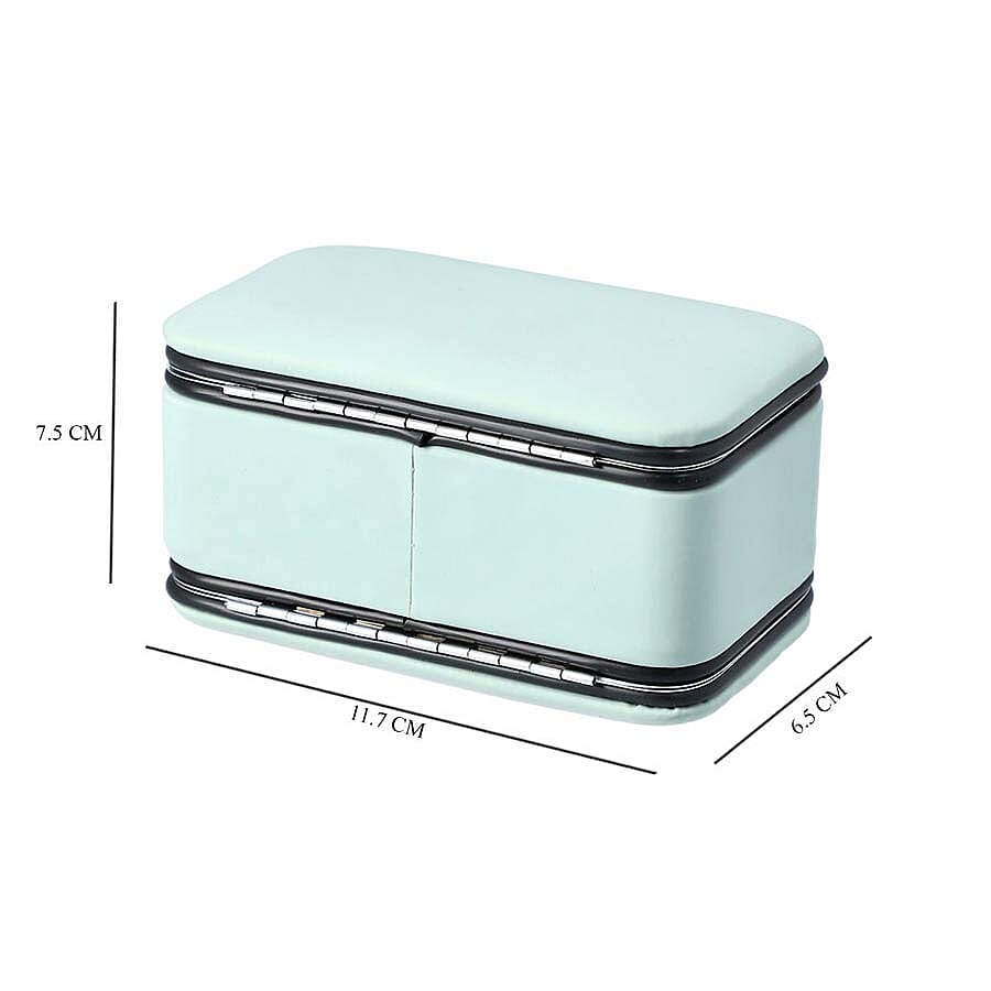 2 in 1 - Six Piece Manicure Set and Travel Jewellery Organiser with Inside Mirror (Size 11.7x7.5x6.5cm) - Blue