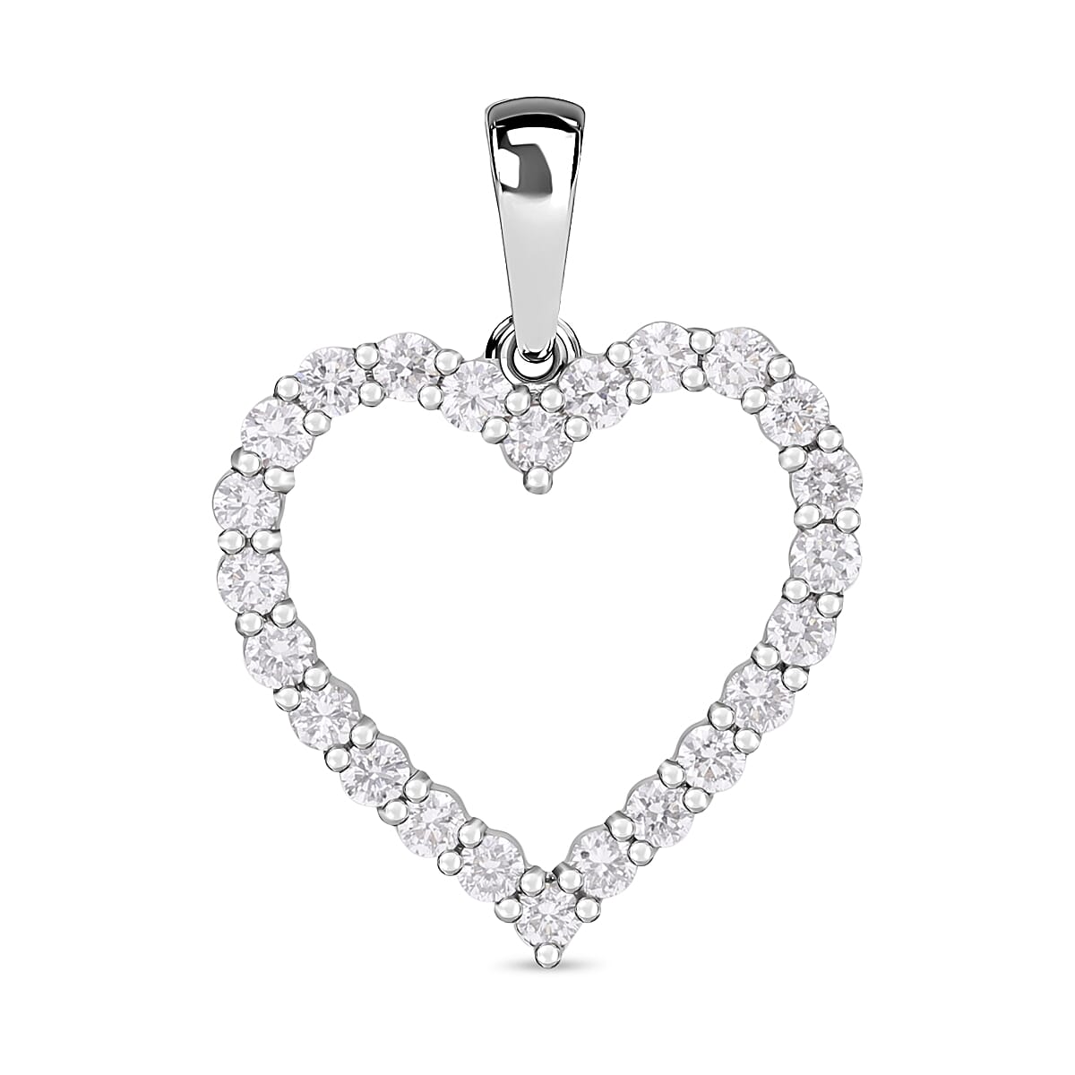 950 Platinum IGI Certified Diamond (VS-E-F) Open Heart Pendant 0.50 Ct.
