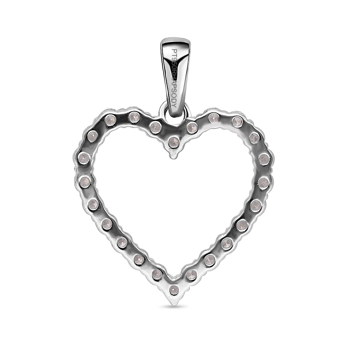 950 Platinum IGI Certified Diamond (VS-E-F) Open Heart Pendant 0.50 Ct.