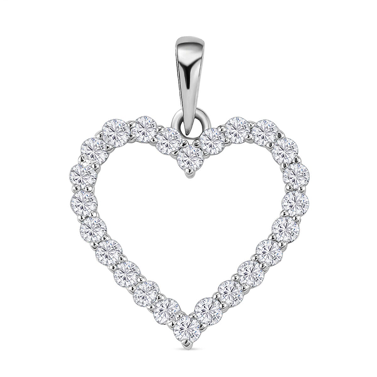 950 Platinum IGI Certified Diamond (VS-E-F) Open Heart Pendant 0.50 Ct.