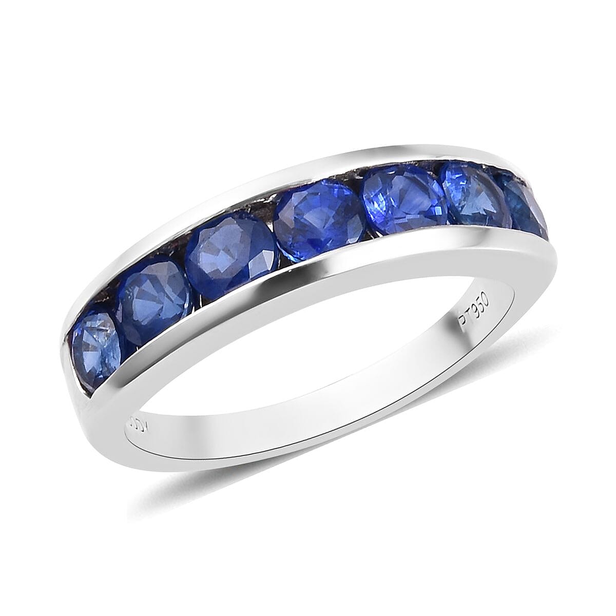 RHAPSODY 950 Platinum AAAA Ceylon Blue Sapphire Half Eternity Band Ring 2.00 Ct, Platinum wt 5.50 Gms