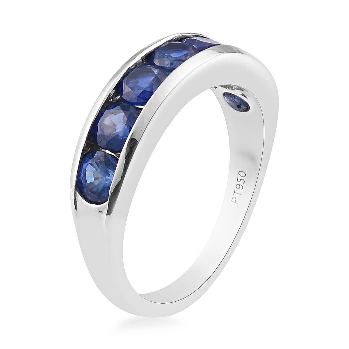 RHAPSODY 950 Platinum AAAA Ceylon Blue Sapphire Half Eternity Band Ring 2.00 Ct, Platinum wt 5.50 Gms