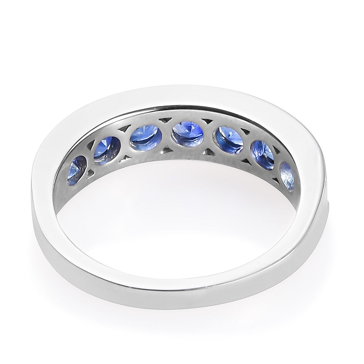RHAPSODY 950 Platinum AAAA Ceylon Blue Sapphire Half Eternity Band Ring 2.00 Ct, Platinum wt 5.50 Gms
