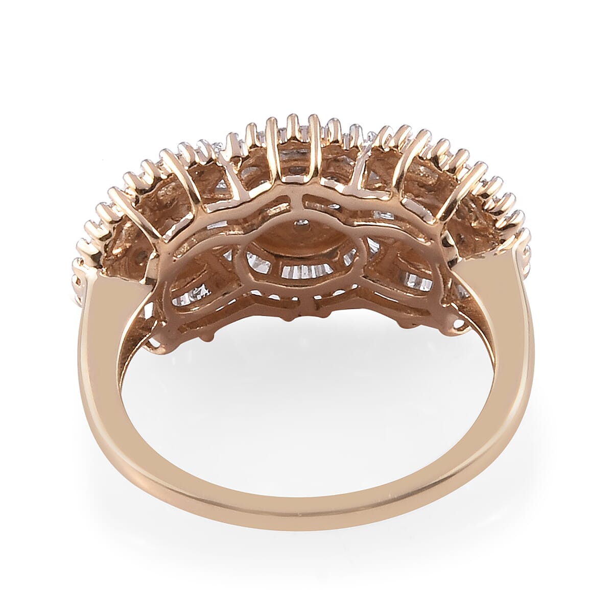 9K Yellow Gold SGL Certified Diamond (I3/ G-H) Cluster Ring 1.00 Ct.