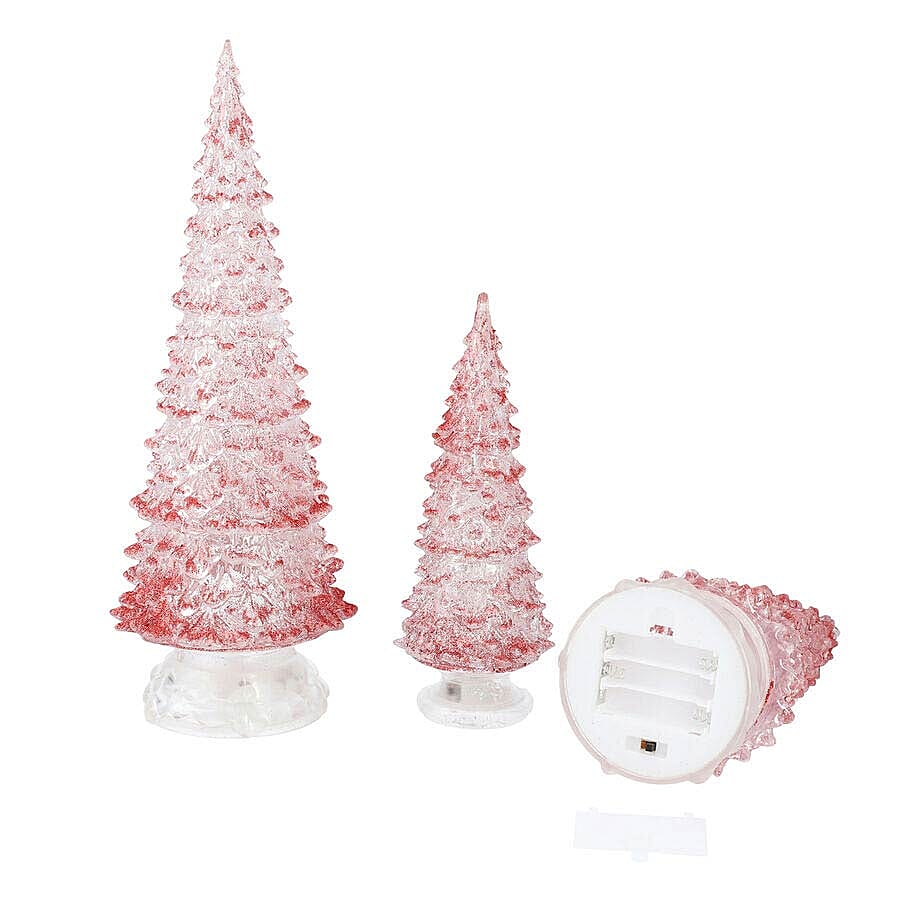 Christmas Decoration- 3 Piece Set Red Colour Crystal Tree with Colour Changing LED Lights Christmas Decoration- 3 Piece Set Red Colour Crystal Tree with Colour Changing LED Lights