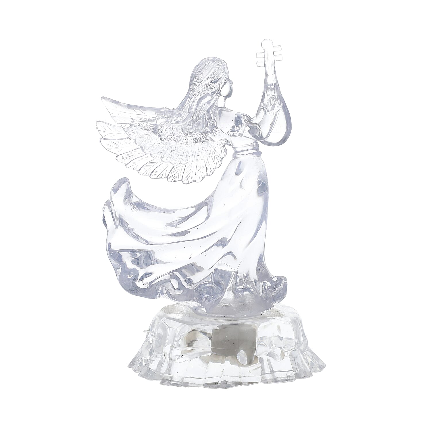 Christmas Decoration- LED in-bulit Crystal Angel Holding A Flute(Batteries not included)