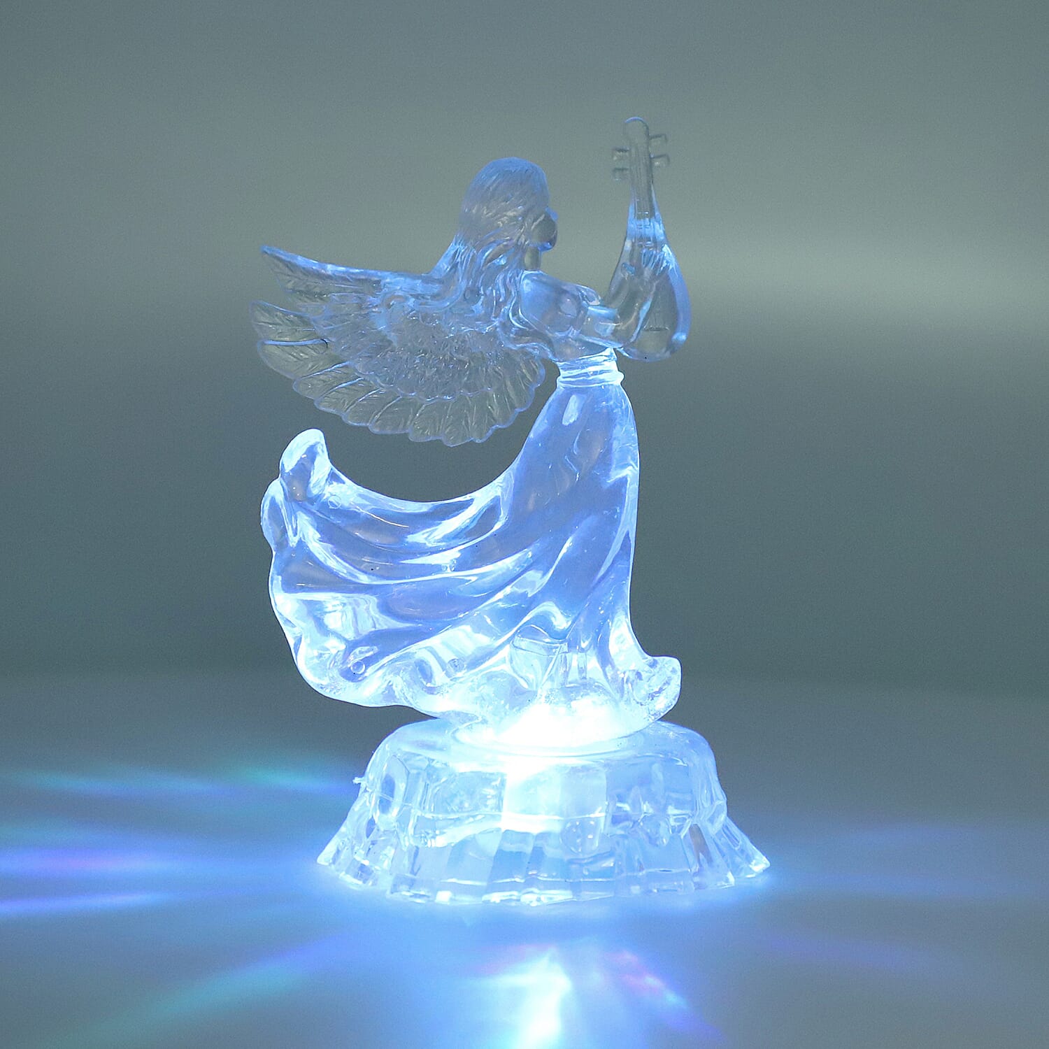 Christmas Decoration- LED in-bulit Crystal Angel Holding A Flute(Batteries not included)