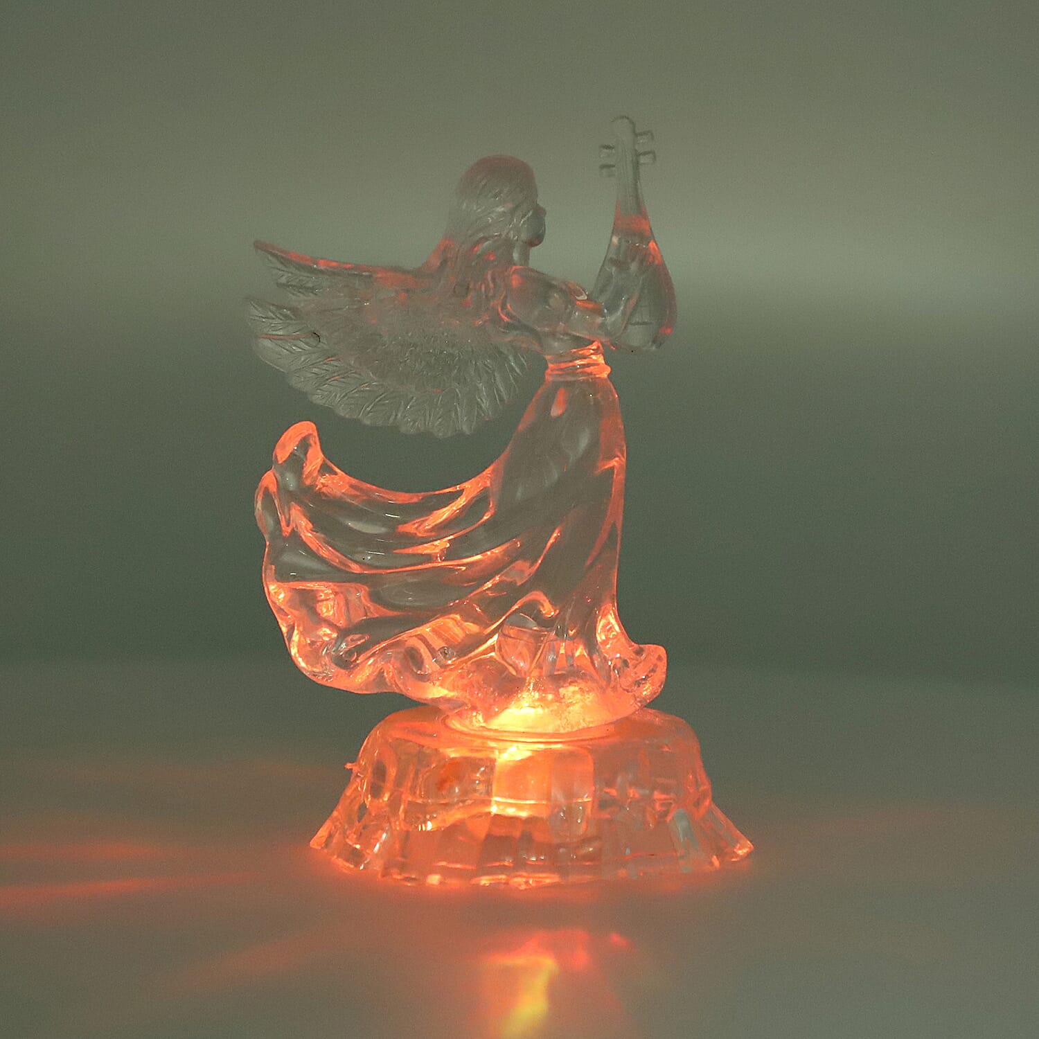 Christmas Decoration- LED in-bulit Crystal Angel Holding A Flute(Batteries not included)
