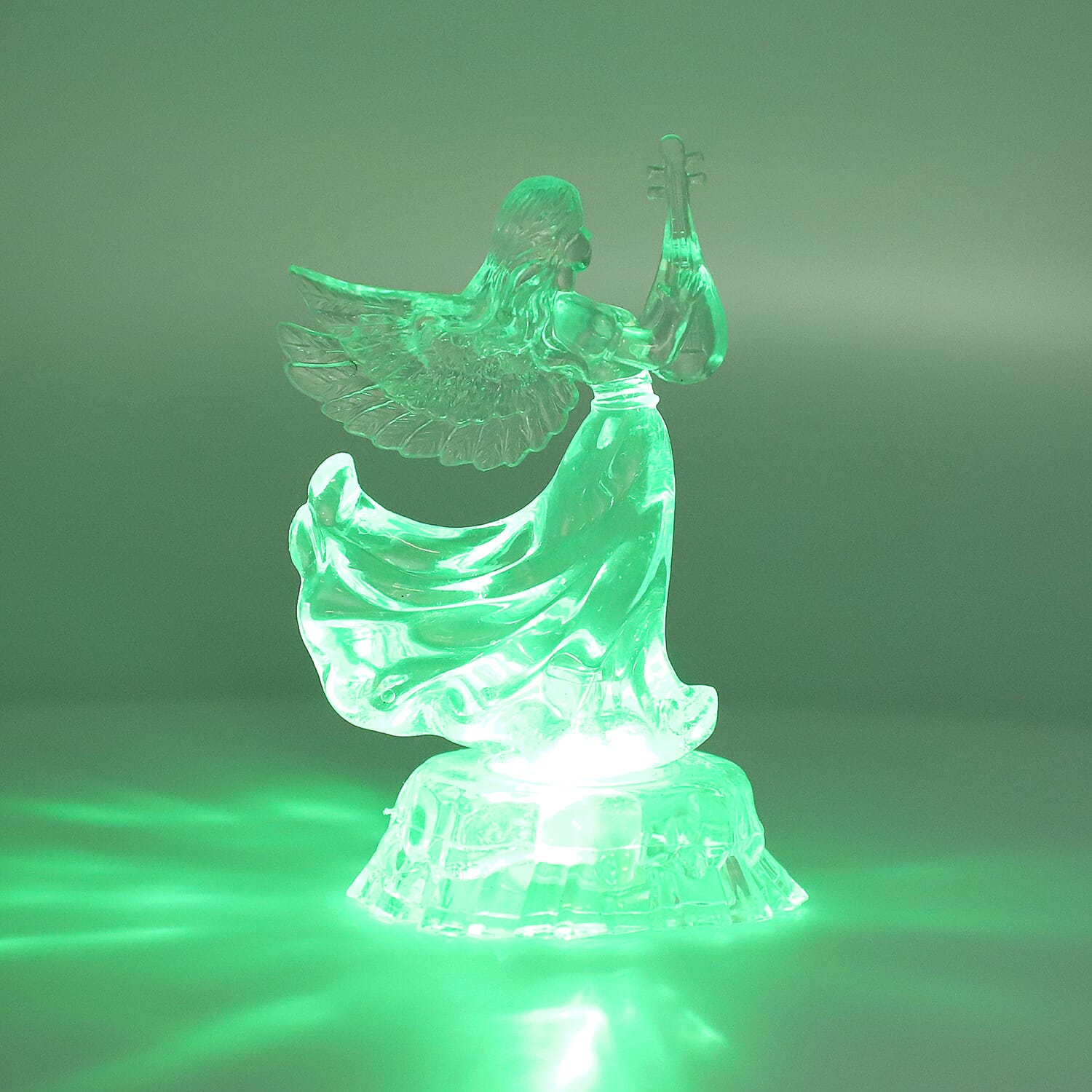 Christmas Decoration- LED in-bulit Crystal Angel Holding A Flute(Batteries not included)