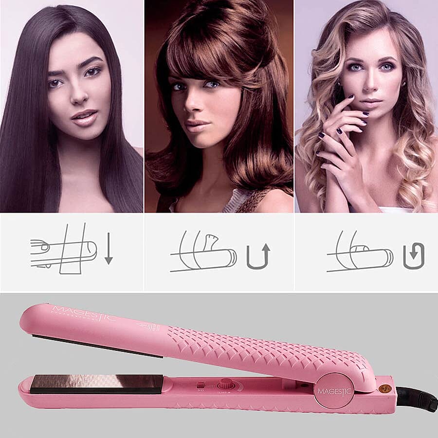 Magestic: 1.25in  Ceramic Hair Straightener - Pink