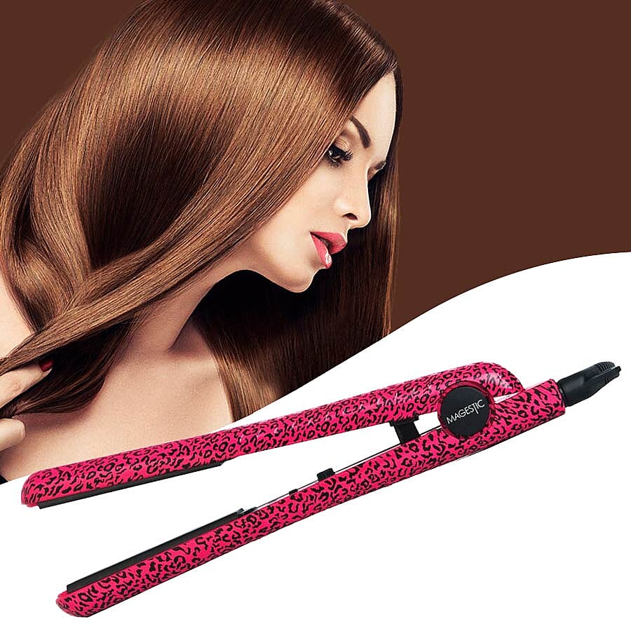 Magestic: 1.25in Ceramic Hair Straightener - Pink Leopard