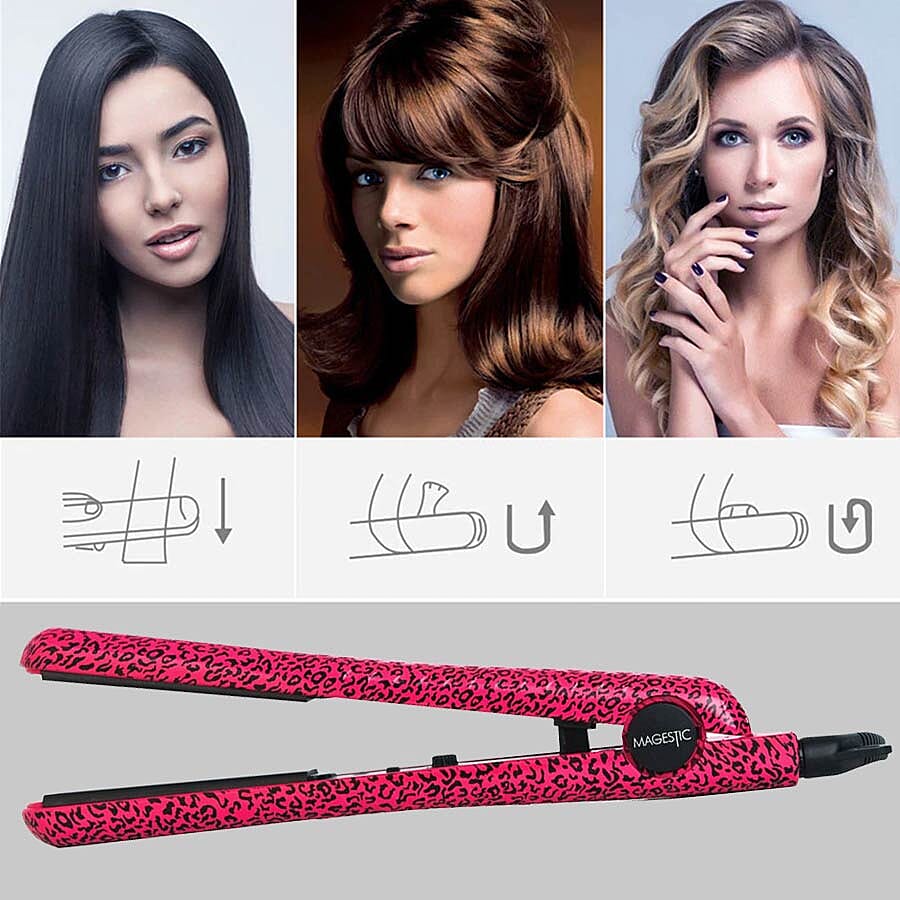 Magestic: 1.25in Ceramic Hair Straightener - Pink Leopard