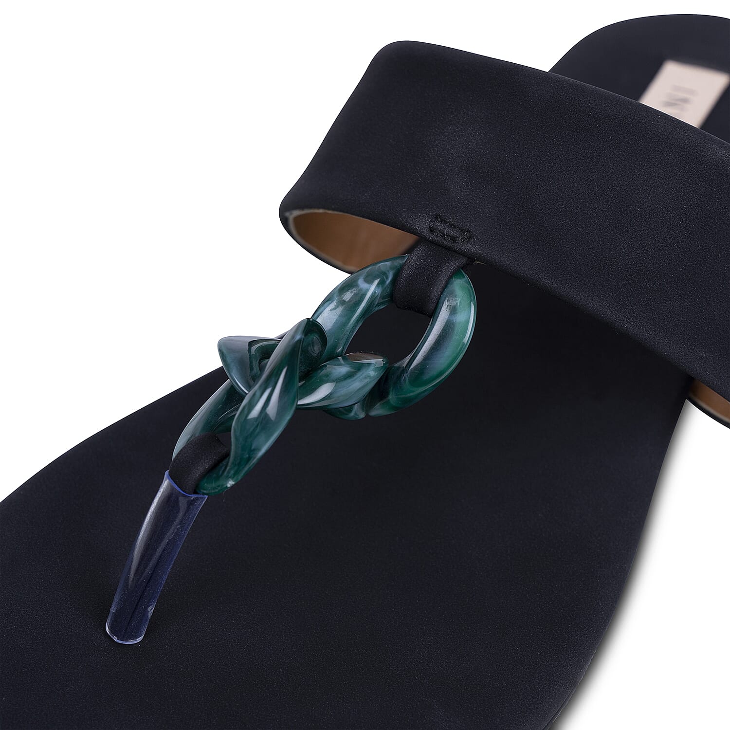 Inyati Leandra Open Toe Slip On Sandals in Black Colour