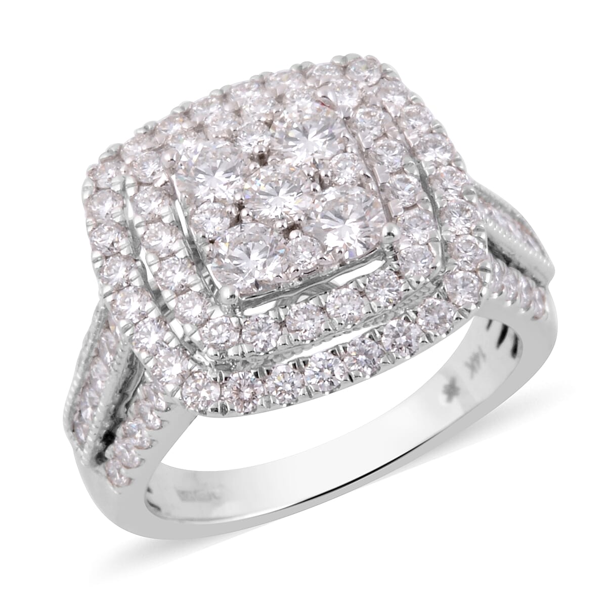 NY Close Out Deal - 14K White Gold Diamond (VS/SI-G) Cluster Ring 2.00 Ct.