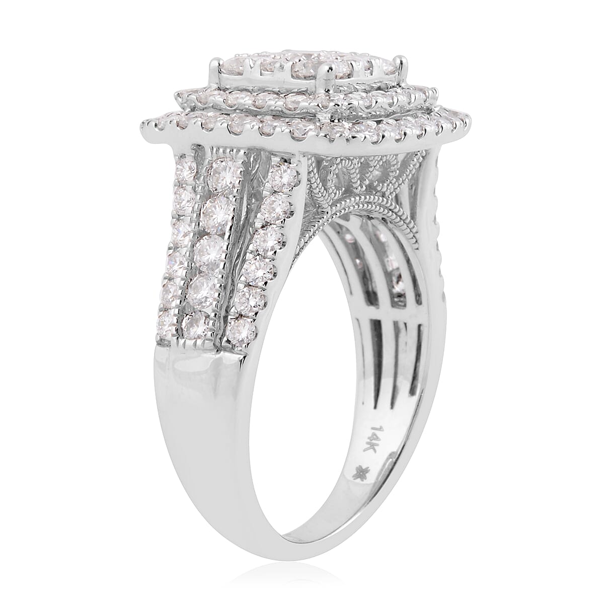 NY Close Out Deal - 14K White Gold Diamond (VS/SI-G) Cluster Ring 2.00 Ct.