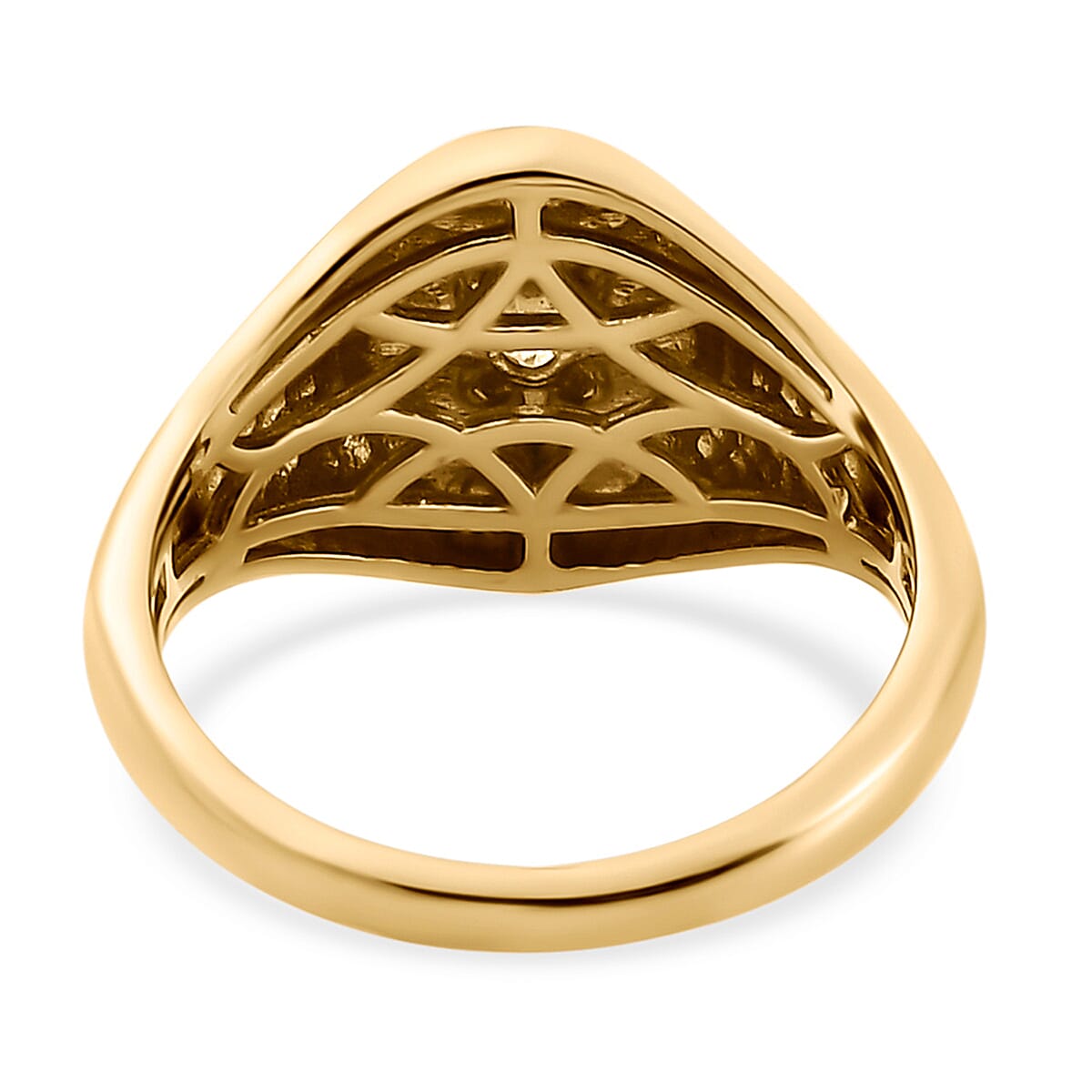 Diamond Signet Ring in 18K Yellow Gold Overlay Sterling Silver
