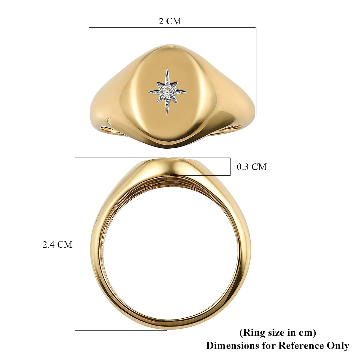 Diamond Signet Ring in 18K Yellow Gold Overlay Sterling Silver