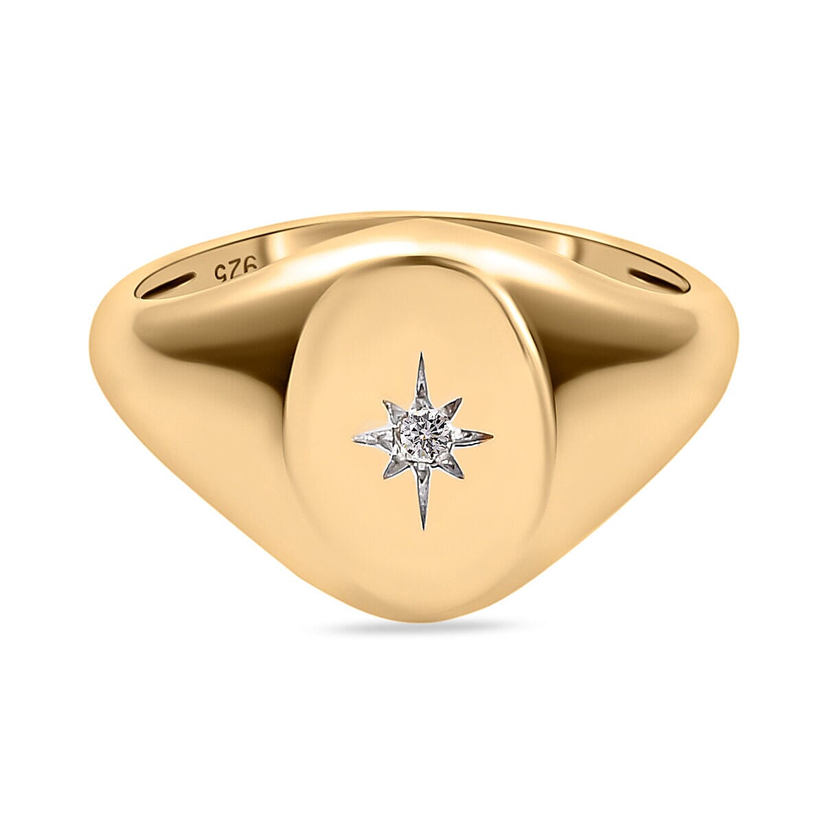 Diamond Mens Ring in Gold Plated Sterling Silver