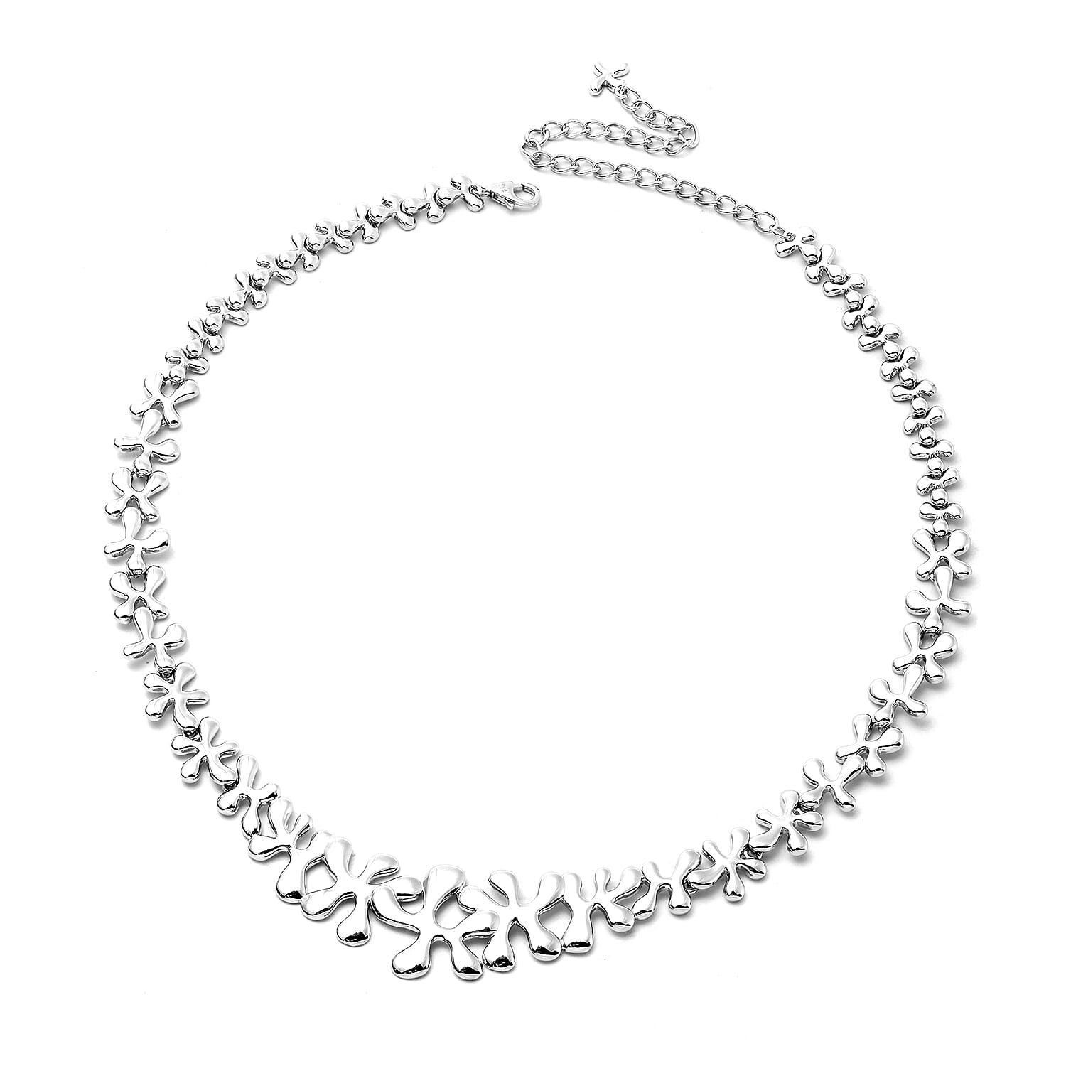 LucyQ Splash Necklace (Size 20) in Rhodium Overlay Sterling Silver, Silver wt 42.36 Gms