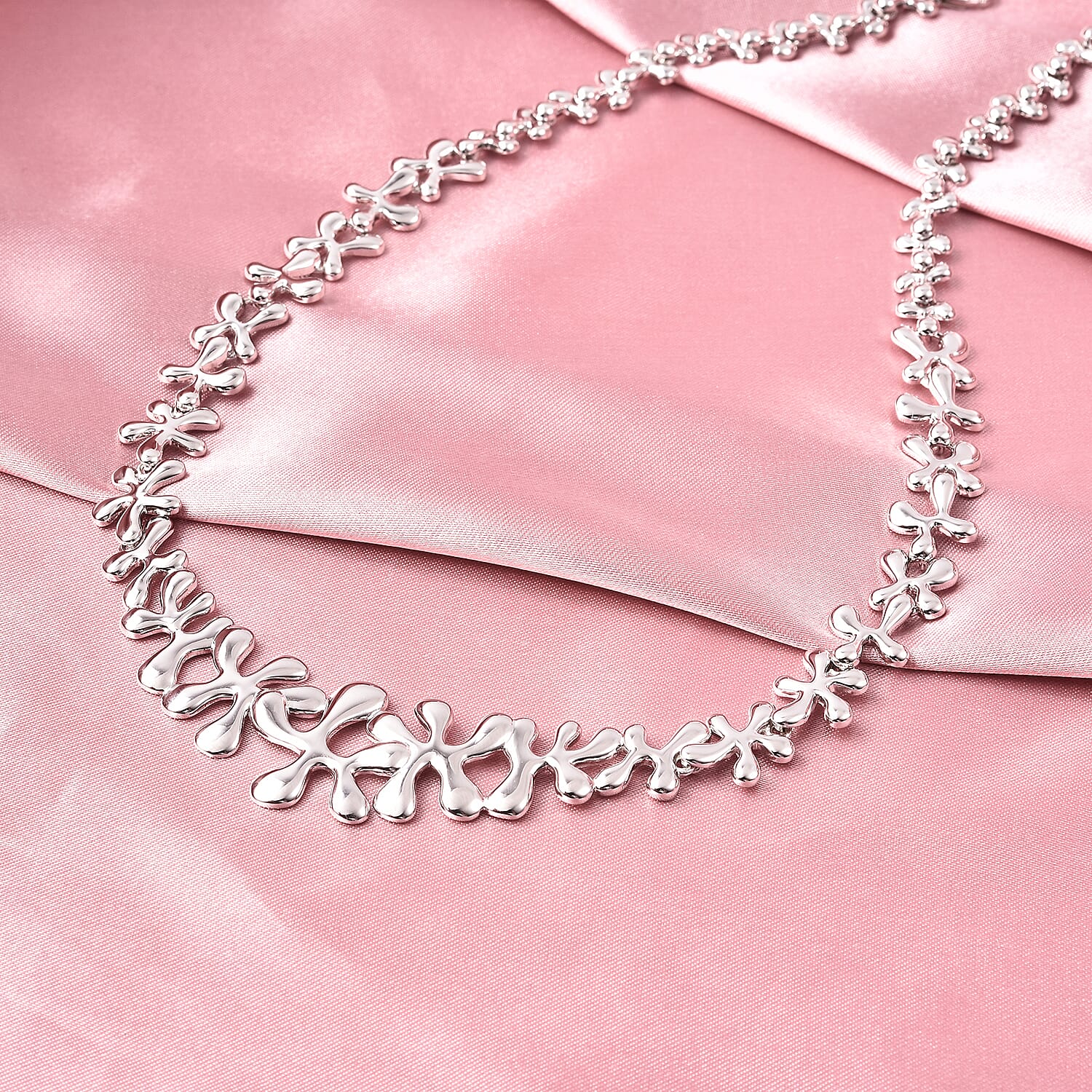 LucyQ Splash Necklace (Size 20) in Rhodium Overlay Sterling Silver, Silver wt 42.36 Gms