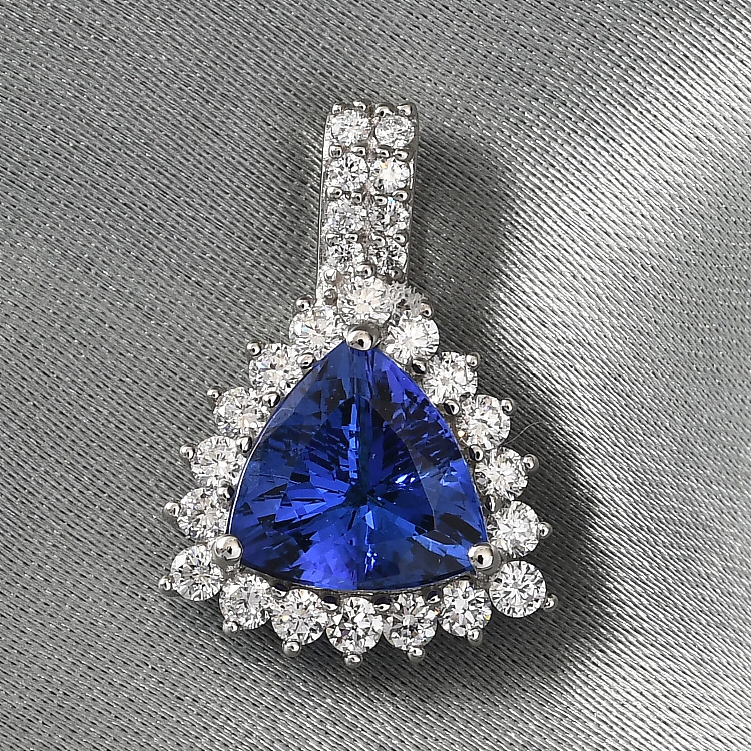 RHAPSODY 950 Platinum AAAA Tanzanite and Diamond (VS-E-F) Halo Pendant 3.00 Ct.