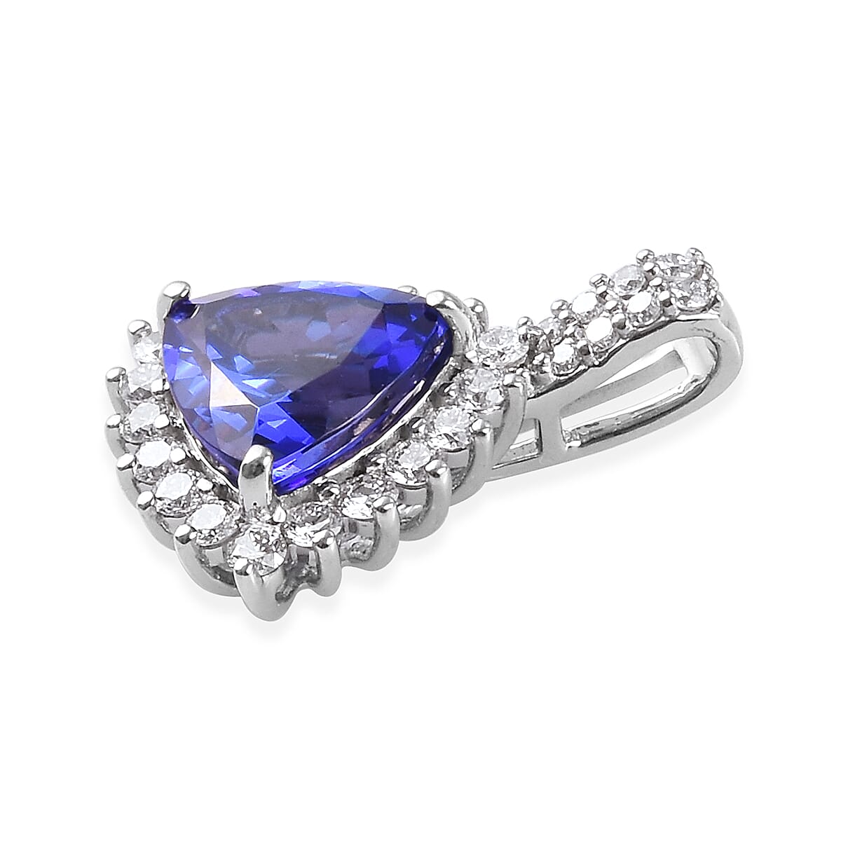 RHAPSODY 950 Platinum AAAA Tanzanite and Diamond (VS-E-F) Halo Pendant 3.00 Ct.