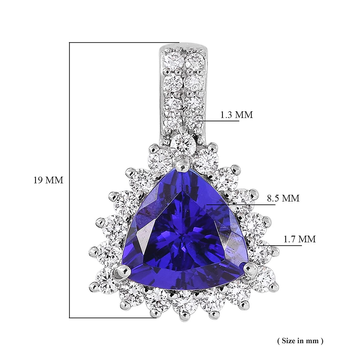 RHAPSODY 950 Platinum AAAA Tanzanite and Diamond (VS-E-F) Halo Pendant 3.00 Ct.